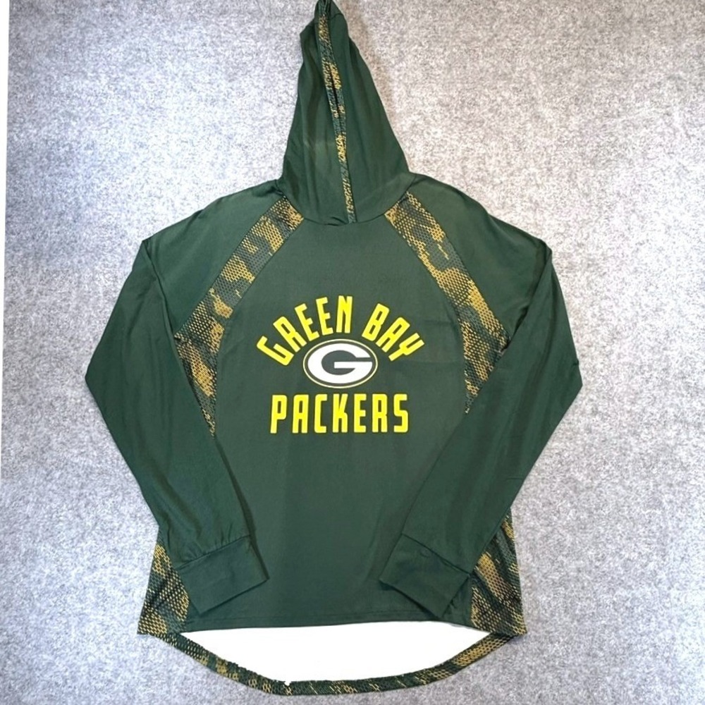Zubaz NFL Green Bay Packers Womens Medium Green Camo Lightweight Hoodie Shirt